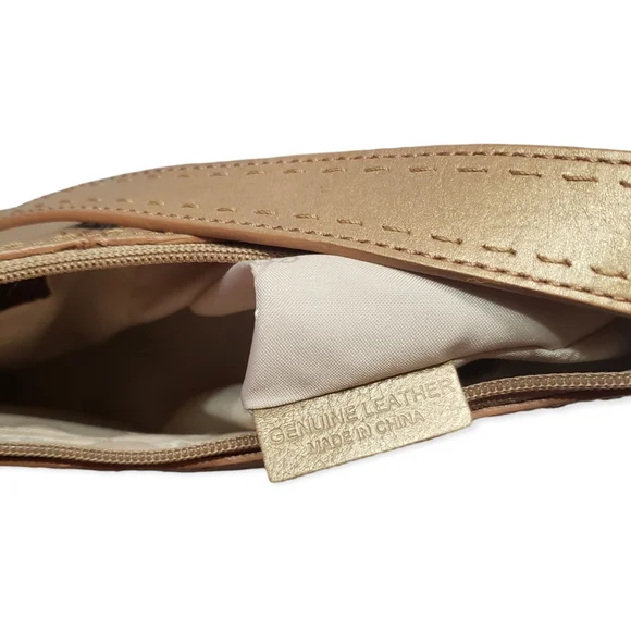 Vintage Fossil Shoulder PurseGold Genuine Leather Metallic 1954 - Picture 6 of 8